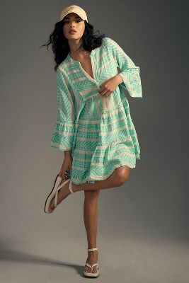 Devotion Twins Embroidered Ella Tunic Dress In Mint