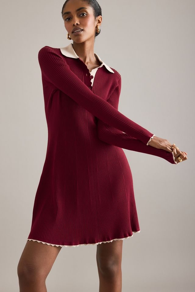 Robe Mini à Manches Longues Côtelée By Anthropologie #3