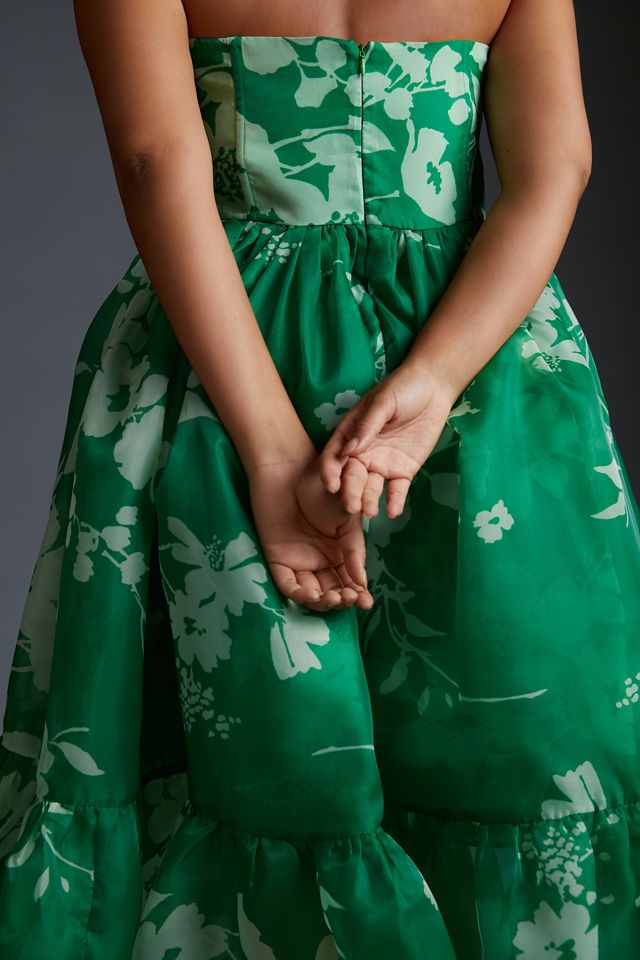 slim fit dress slacks Reyna Corset Slit A-Line Floral Formal Dress