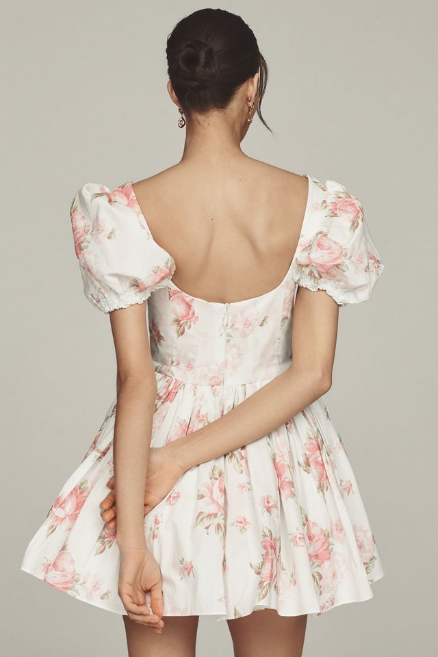 Selkie Sofia Puff-Sleeve Sweetheart Mini Babydoll Dress #3