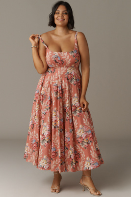 Selkie Plus Sleeveless Square-neck Midi Dress In Multi