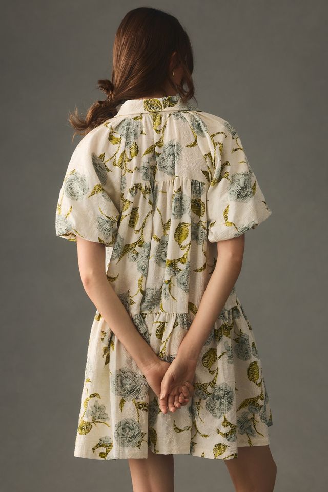 En Saison Puff-Sleeve Shirt Dress #1