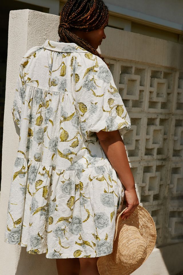 En Saison Puff-Sleeve Shirt Dress #4