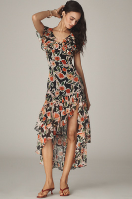 Robe Longue Eden en Mousseline de Soie Asymétrique taille: XS chez Anthropologie - En Saison - Modalova