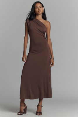 Elodie The Label Cora One-Shoulder Knit Midi Dress