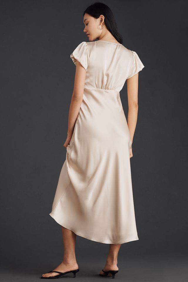 Elodie The Label Leia Rosette Satin Midi Dress