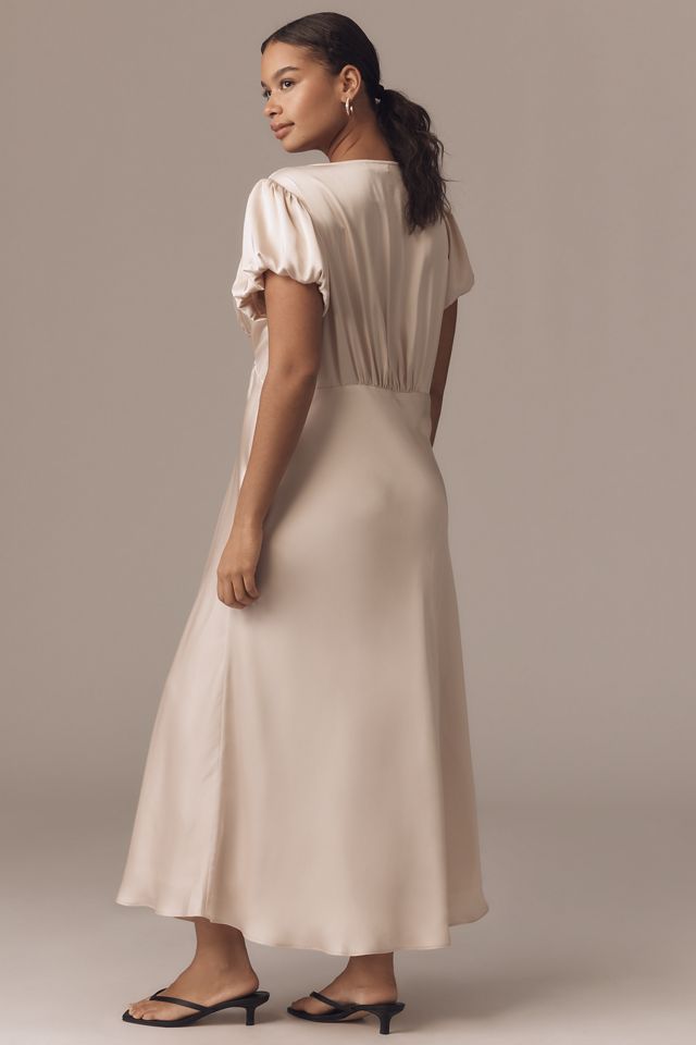 Elodie The Label Leia Rosette Satin Midi Dress #6