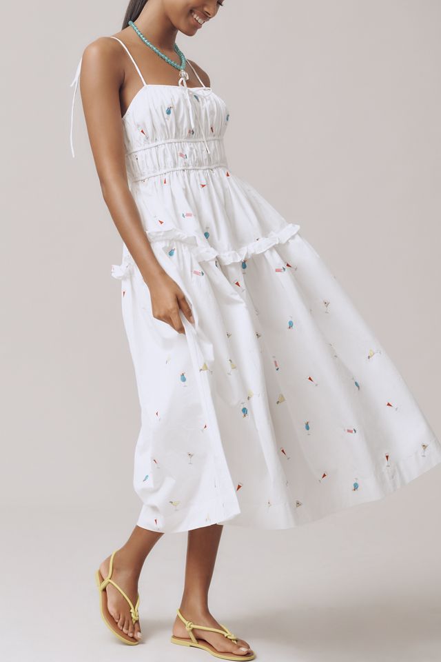 En Saison Nellie Sleeveless Smocked Midi Dress