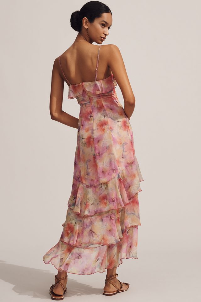 En Saison Amari Chiffon V-Neck Ruffle Midi Slip Dress #2