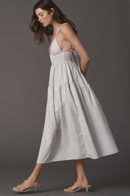 Reformation Marella Linen Puff-Sleeve Dress