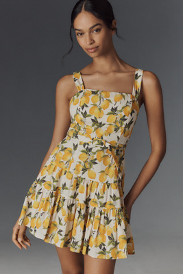 En Saison Blanca Sleeveless Belted Tiered Mini Dress