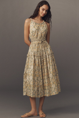 En Saison Blaine Sleeveless Tie-waist Midi Dress