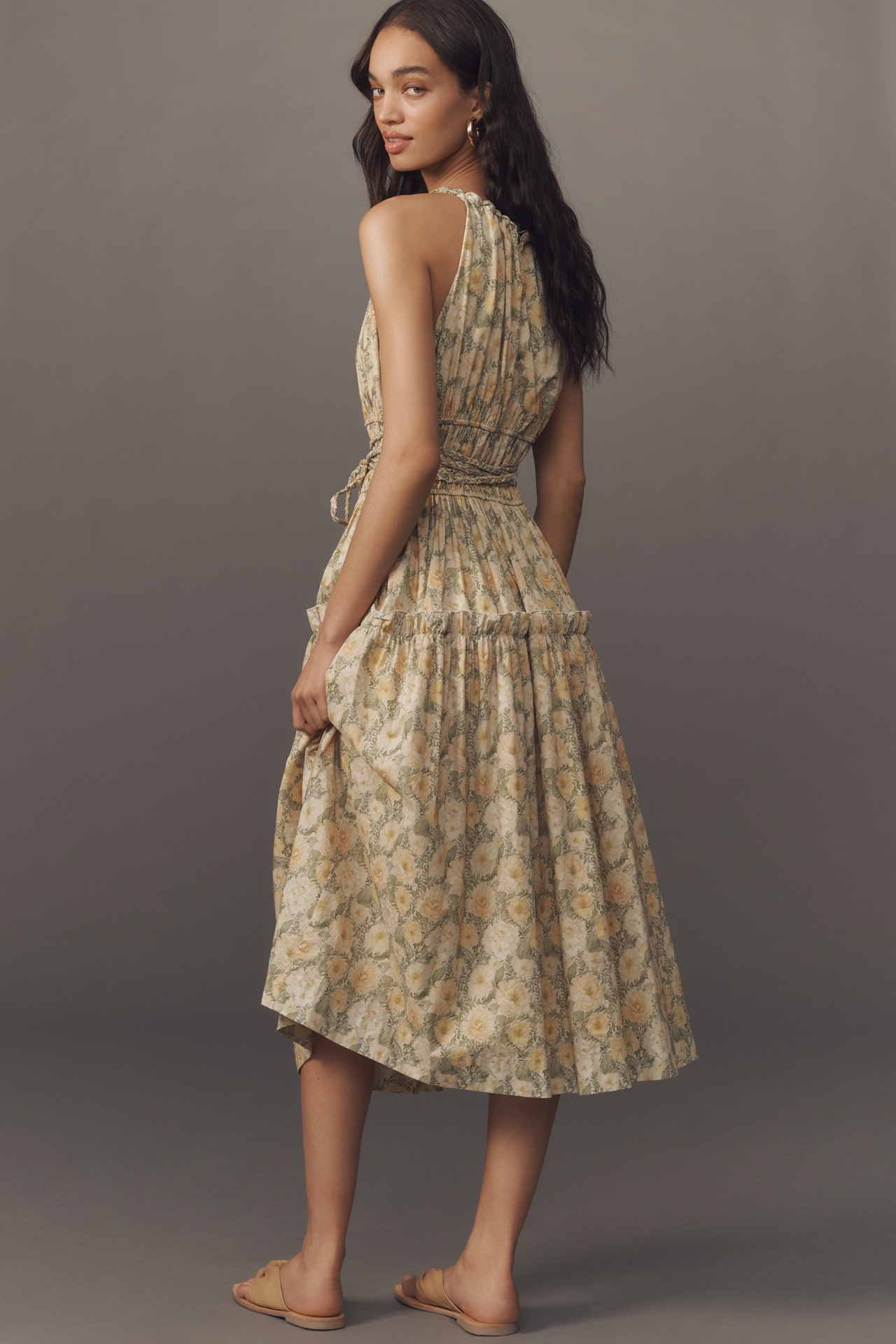 En Saison Blaine Sleeveless Tie-Waist Midi Dress