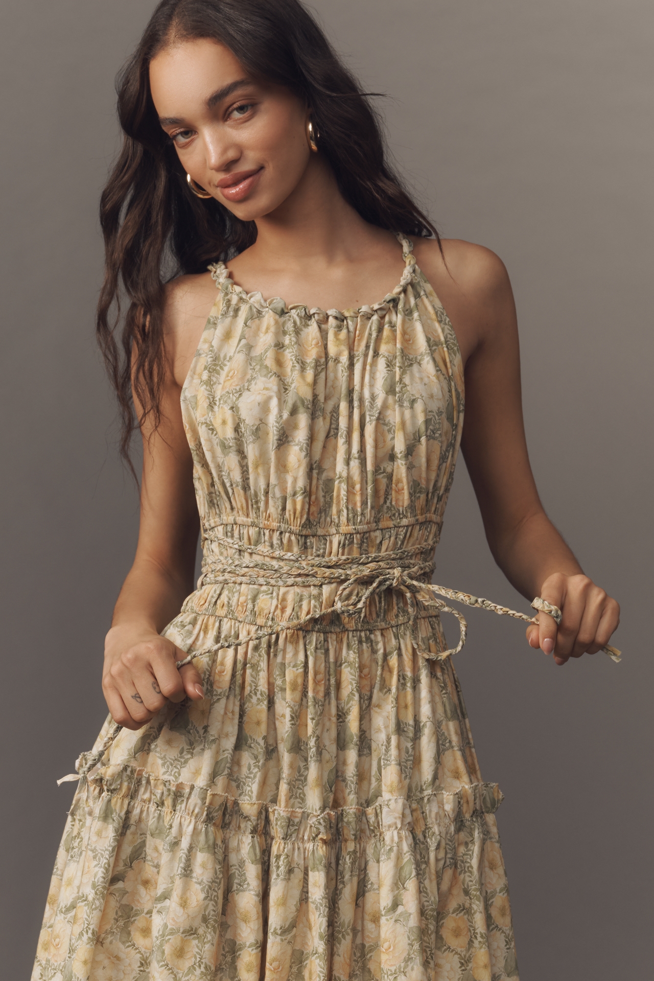 En Saison Blaine Sleeveless Tie-Waist Midi Dress