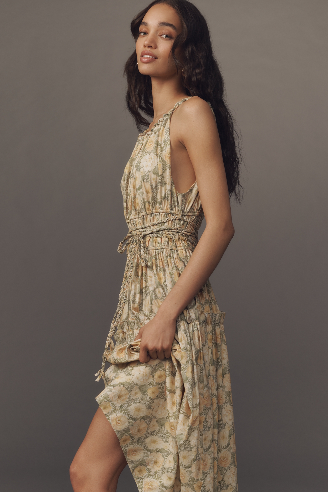 En Saison Blaine Sleeveless Tie-Waist Midi Dress
