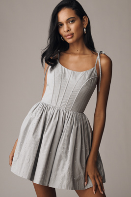 En Saison Christelle Fit & Flare Mini Dress In Gray