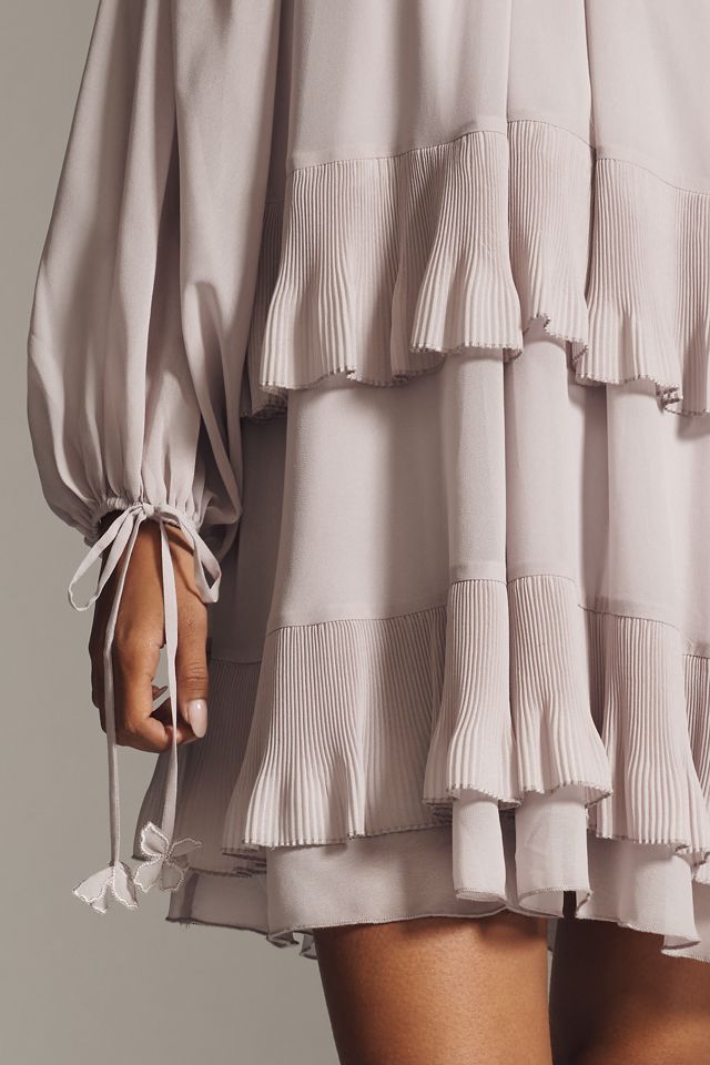 En Saison Nicolette Long-Sleeve Tiered Chiffon Mini Dress #2