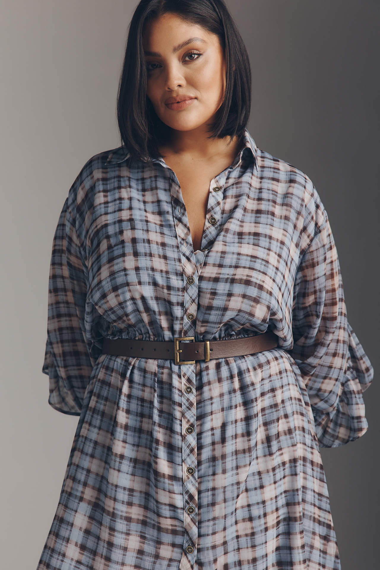 En Saison Briar Long-Sleeve Midi Shirt Dress