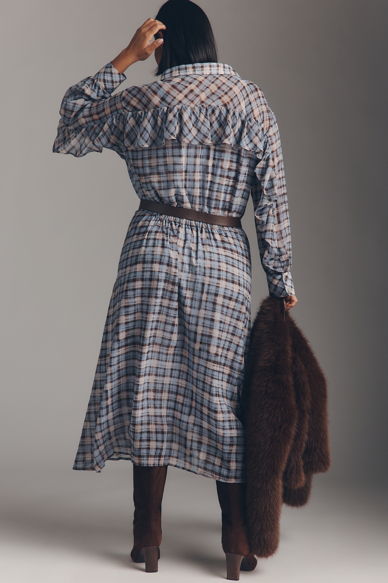 En Saison Briar Long-Sleeve Midi Shirt Dress