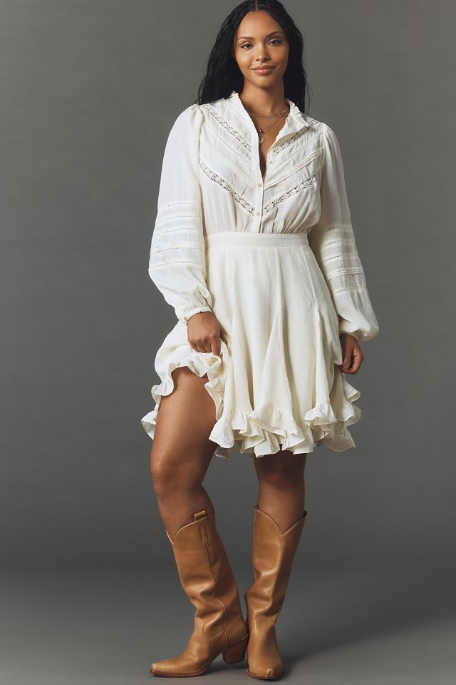 En Saison Gabriella Long-Sleeve Ruffle Mini Dress | Anthropologie