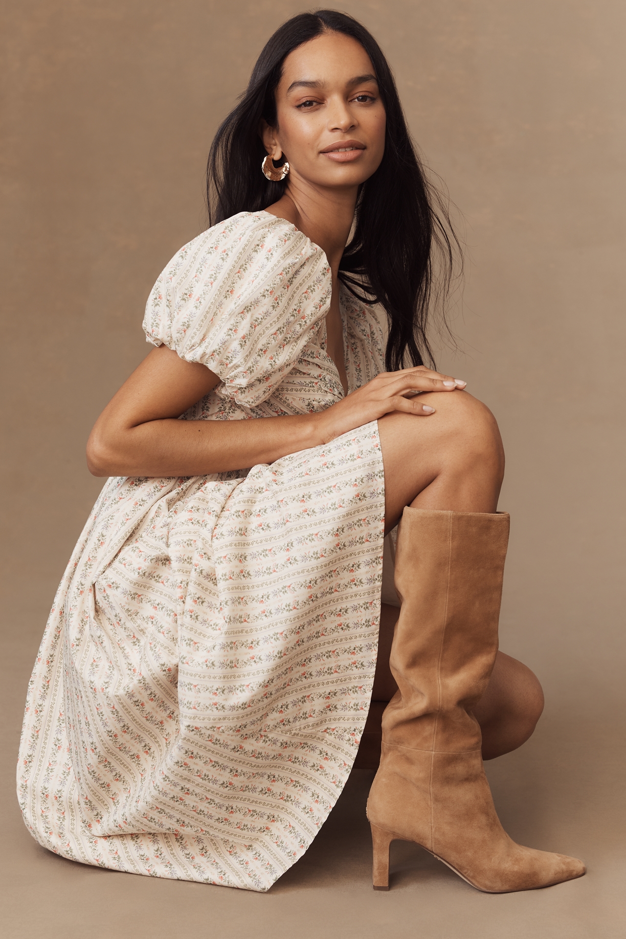 En Saison Rosalia Puff-Sleeve Midi Dress