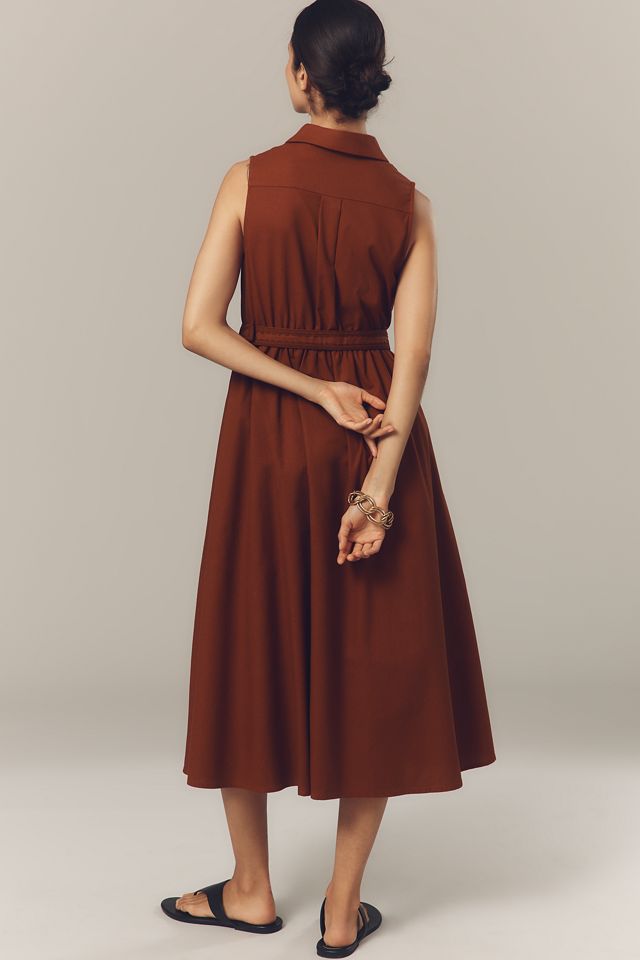 En Saison Megumi Linen Blend Sleeveless Midi Shirt Dress #1