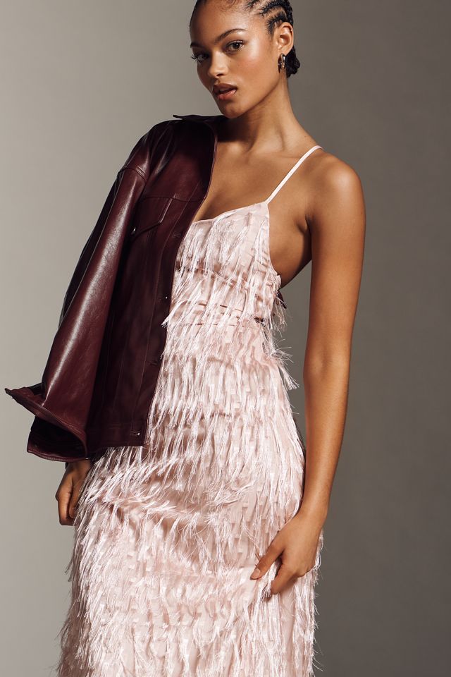 En Saison Lorelai Faux Feather Fringe Midi Dress | Anthropologie