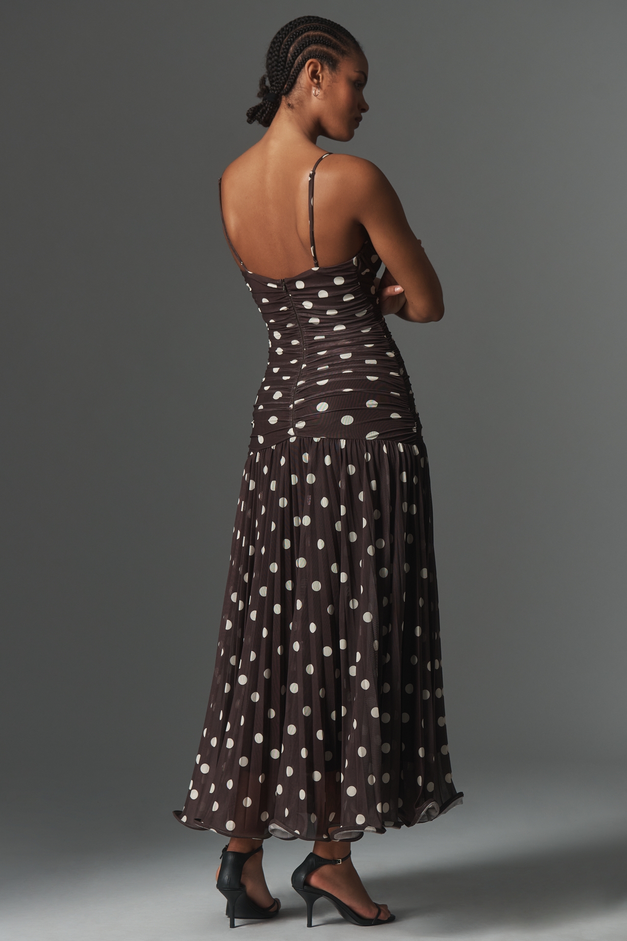 En Saison Lainey Ruched Drop-Waist Midi Dress