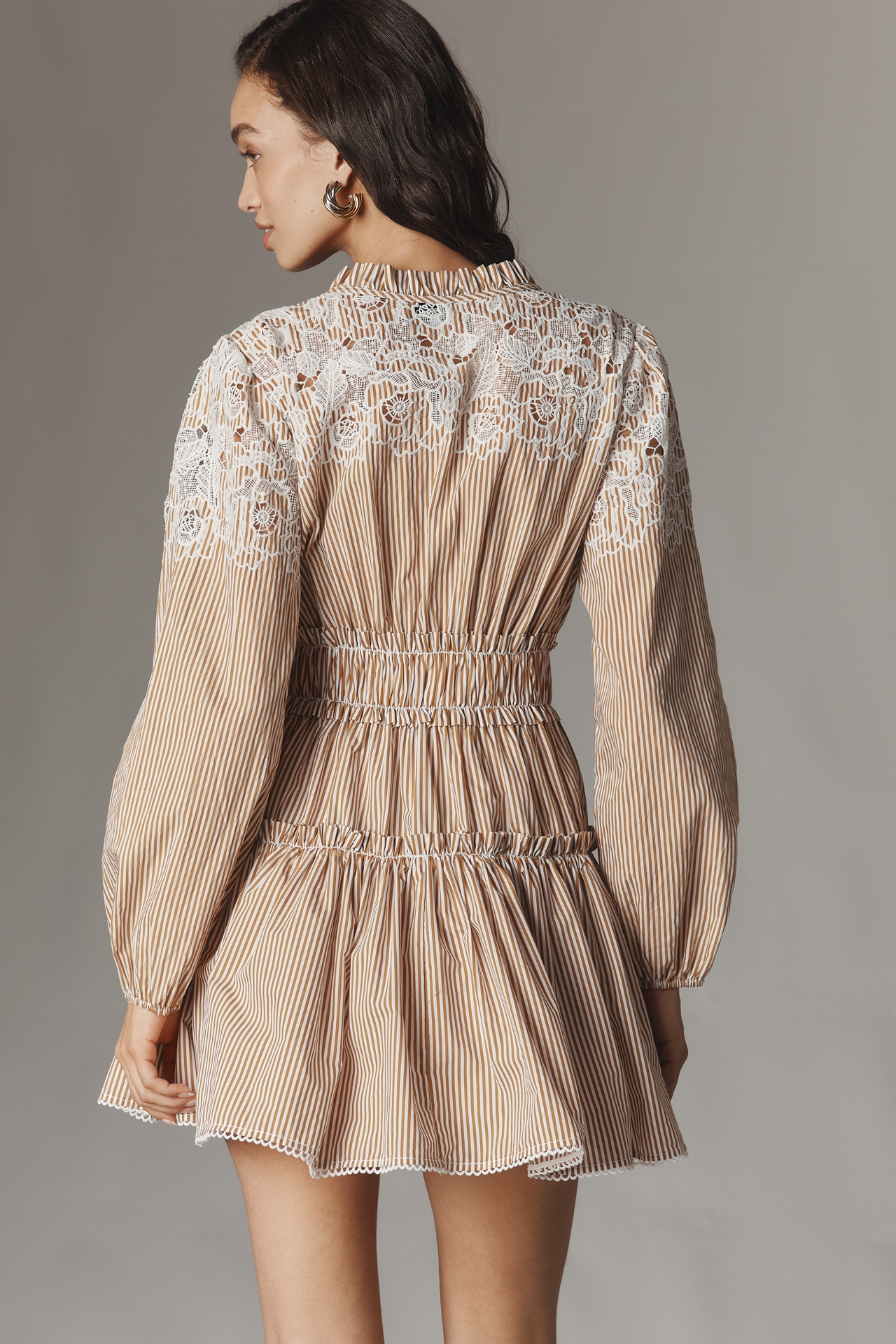 En Saison Juliette Long-Sleeve Tiered A-Line Mini Dress