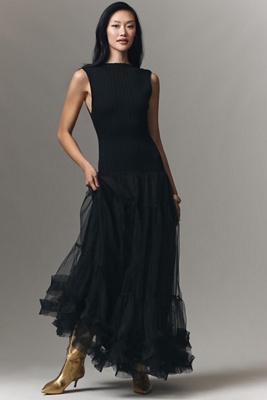En Saison Darcy Sleeveless Tulle Midi Dress | Anthropologie