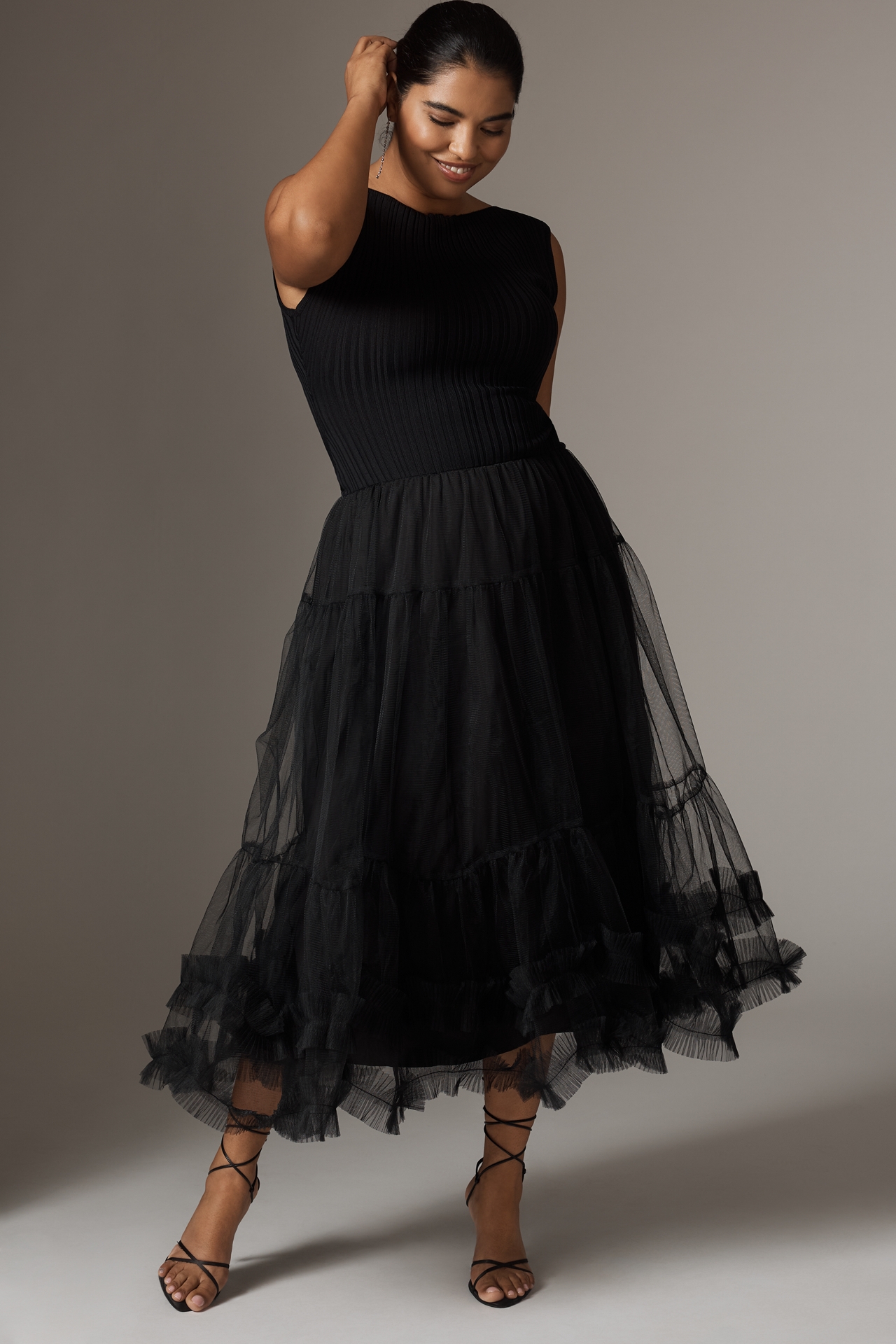 En Saison Darcy Sleeveless Tulle Midi Dress