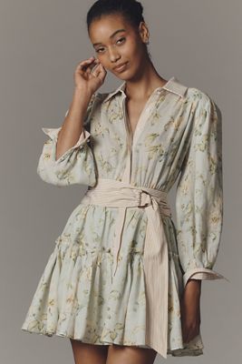 Farm Rio Ainika Flowers Short-Sleeve Mini Dress | Anthropologie