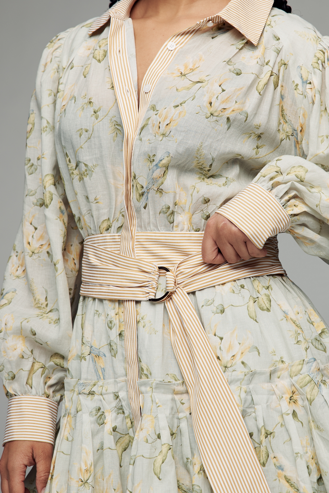 En Saison Rylee Long-Sleeve Belted Shirt Dress