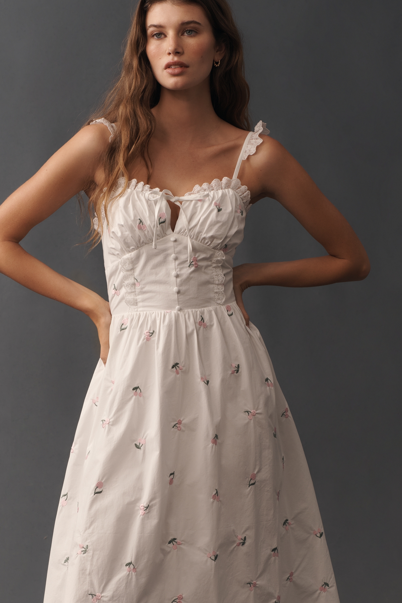 Jacquie The Label Cherie Waisted Sleeveless Midi Dress