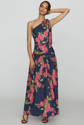 En Saison Esther Cotton One-Shoulder Drop-Waist Midi Dress