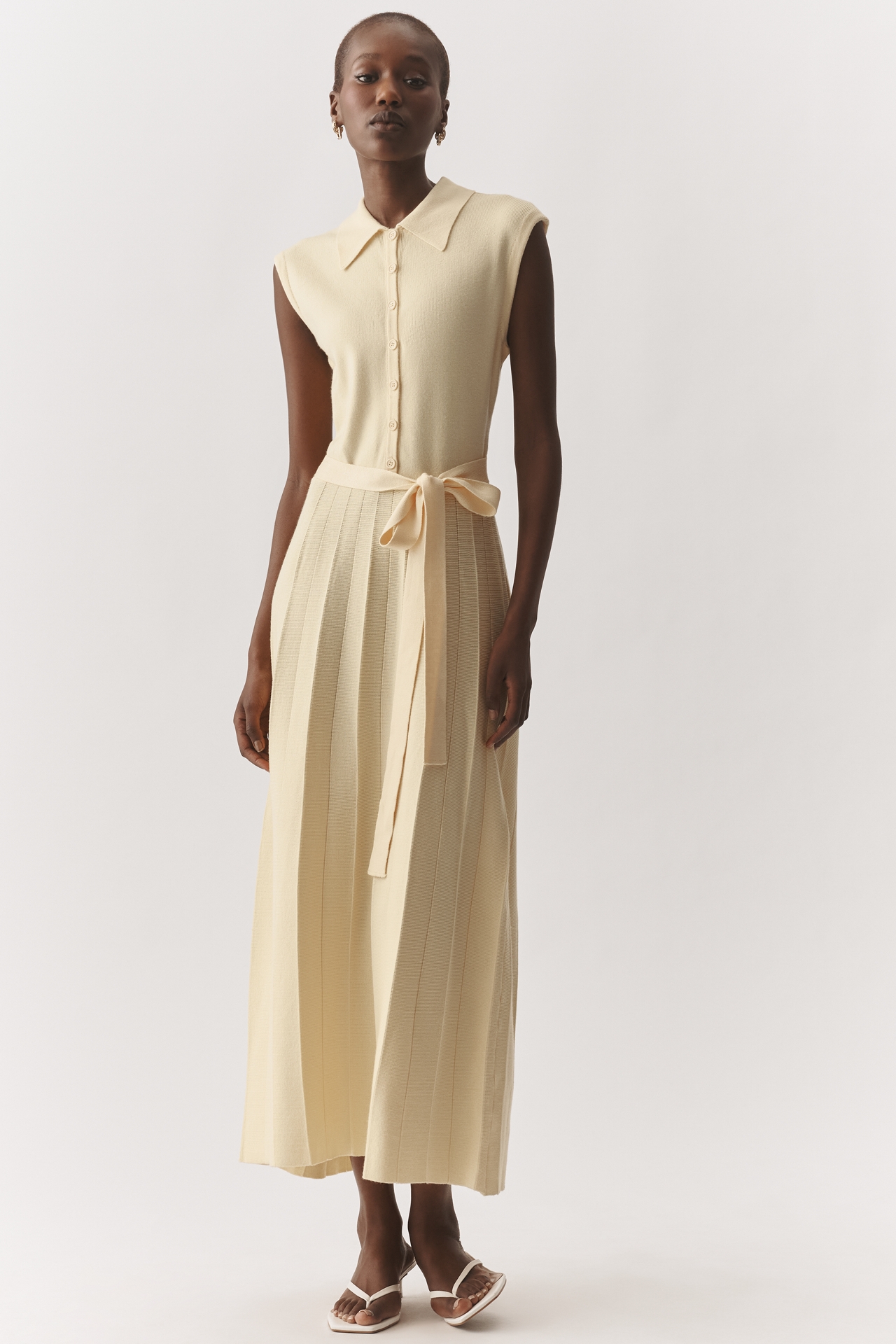 En Saison Pleated Shirt Dress