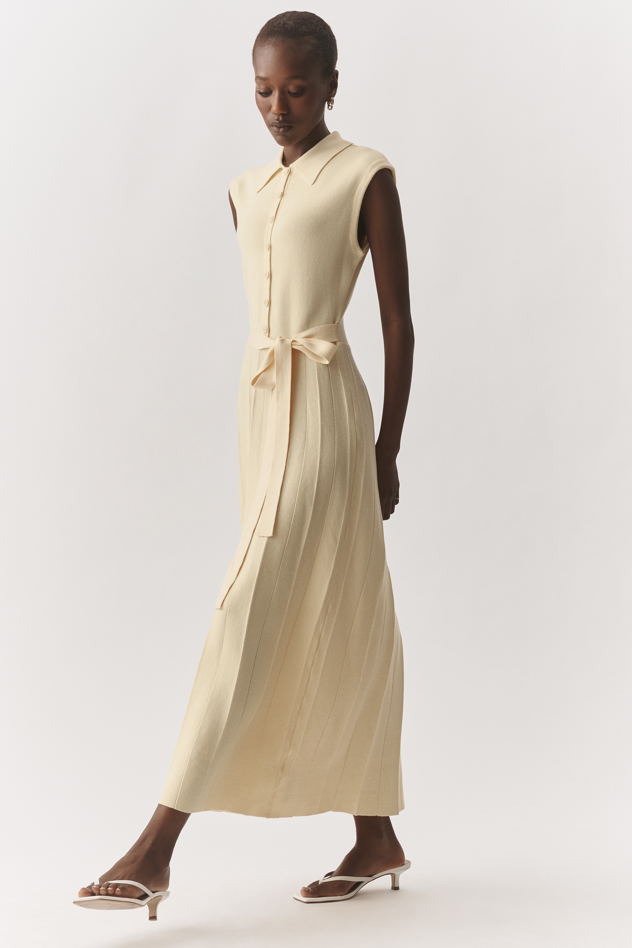 En Saison Pleated Shirt Dress