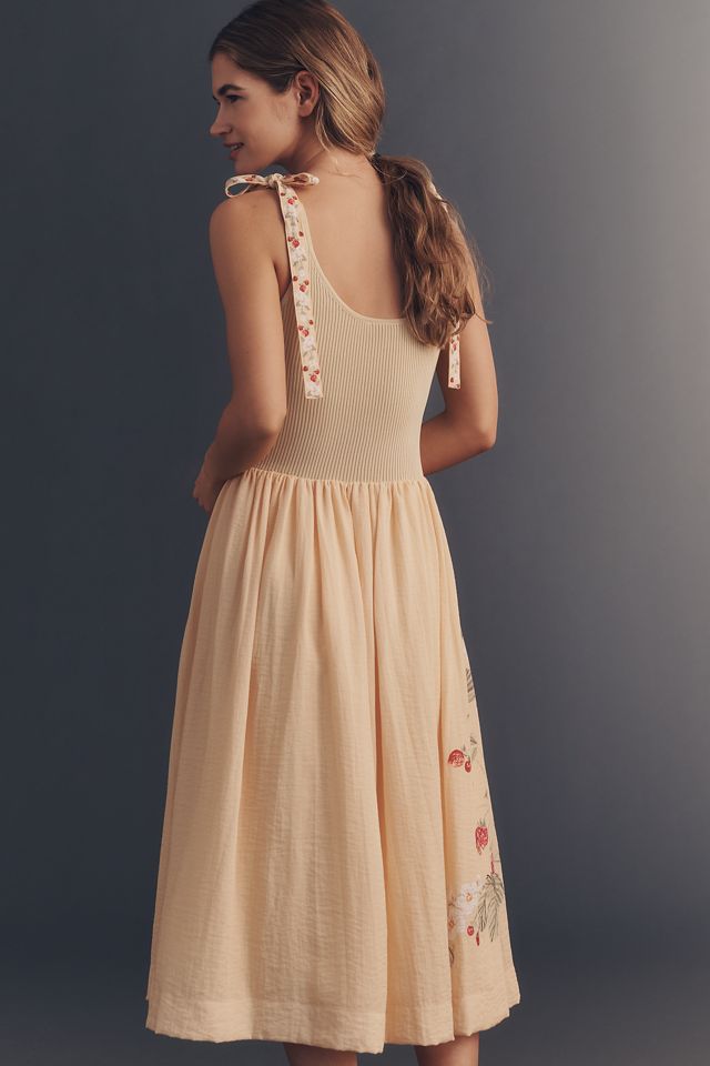 Strawberry Midi Dress by En Saison in Yellow, Size: 3X at Anthropologie