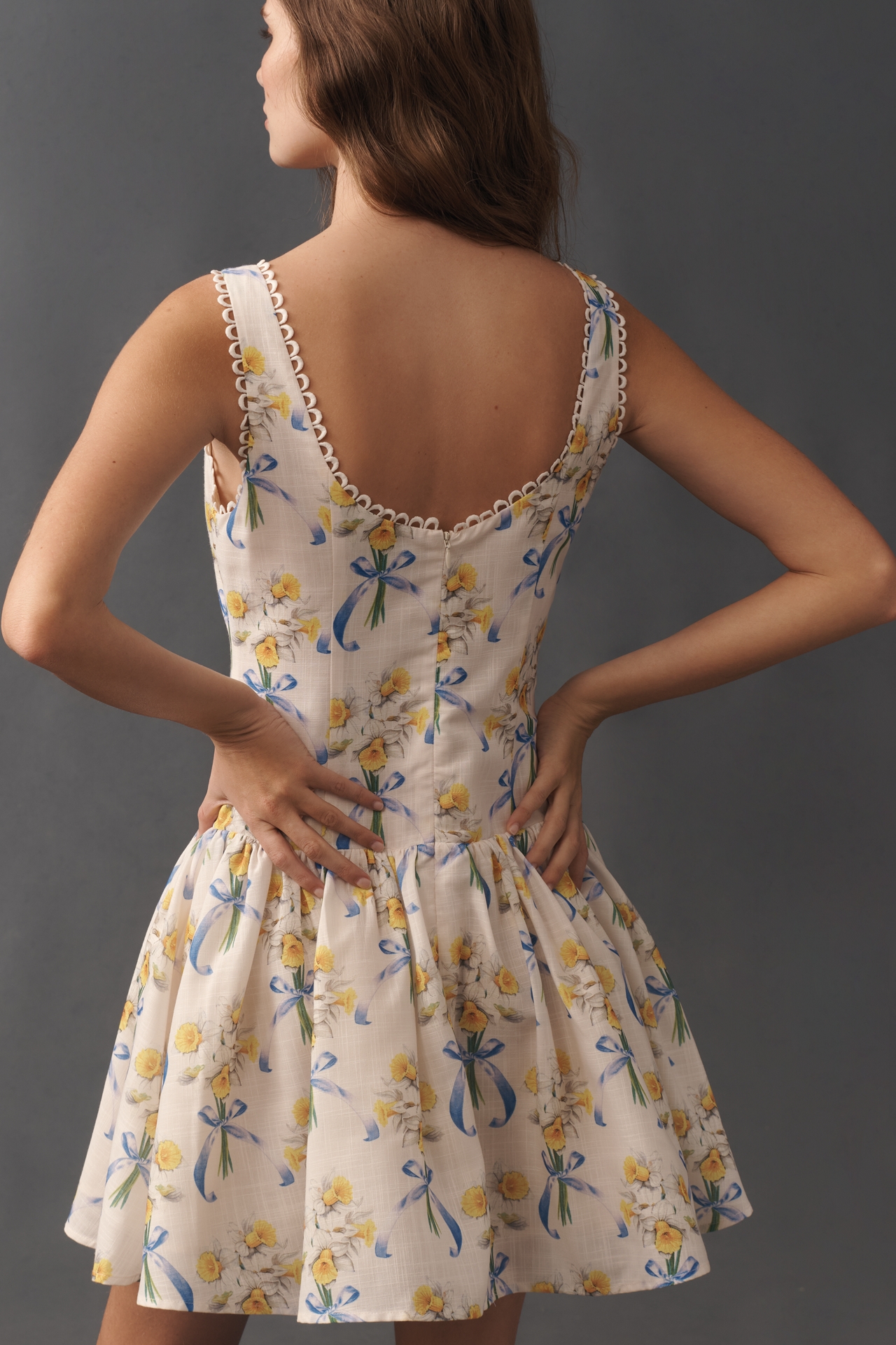 En Saison Short-Sleeve Drop-Waist Mini Dress