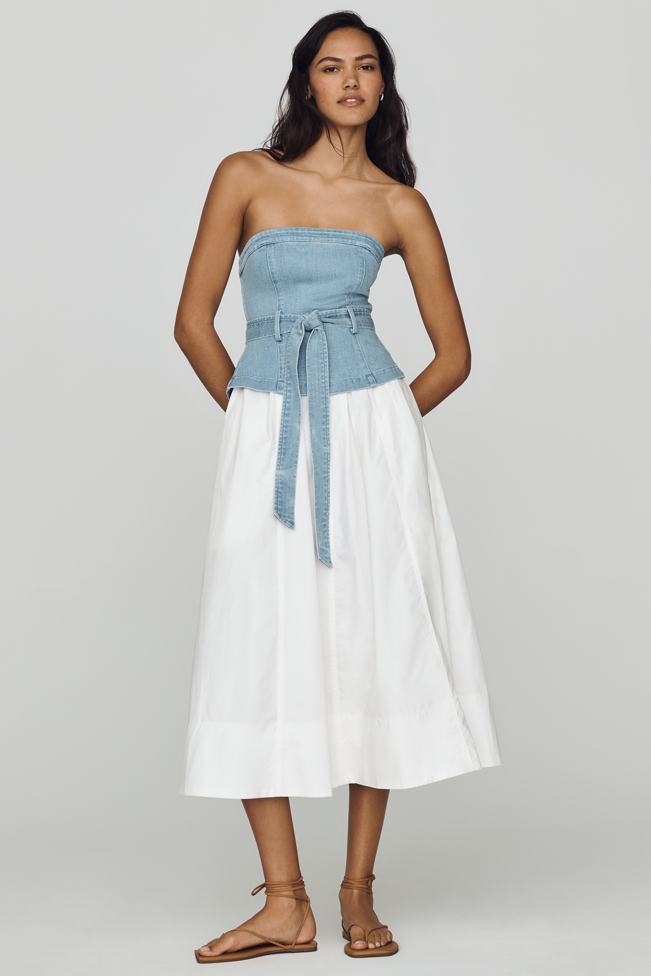 En Saison Harlow Cotton Twofer Midi Dress