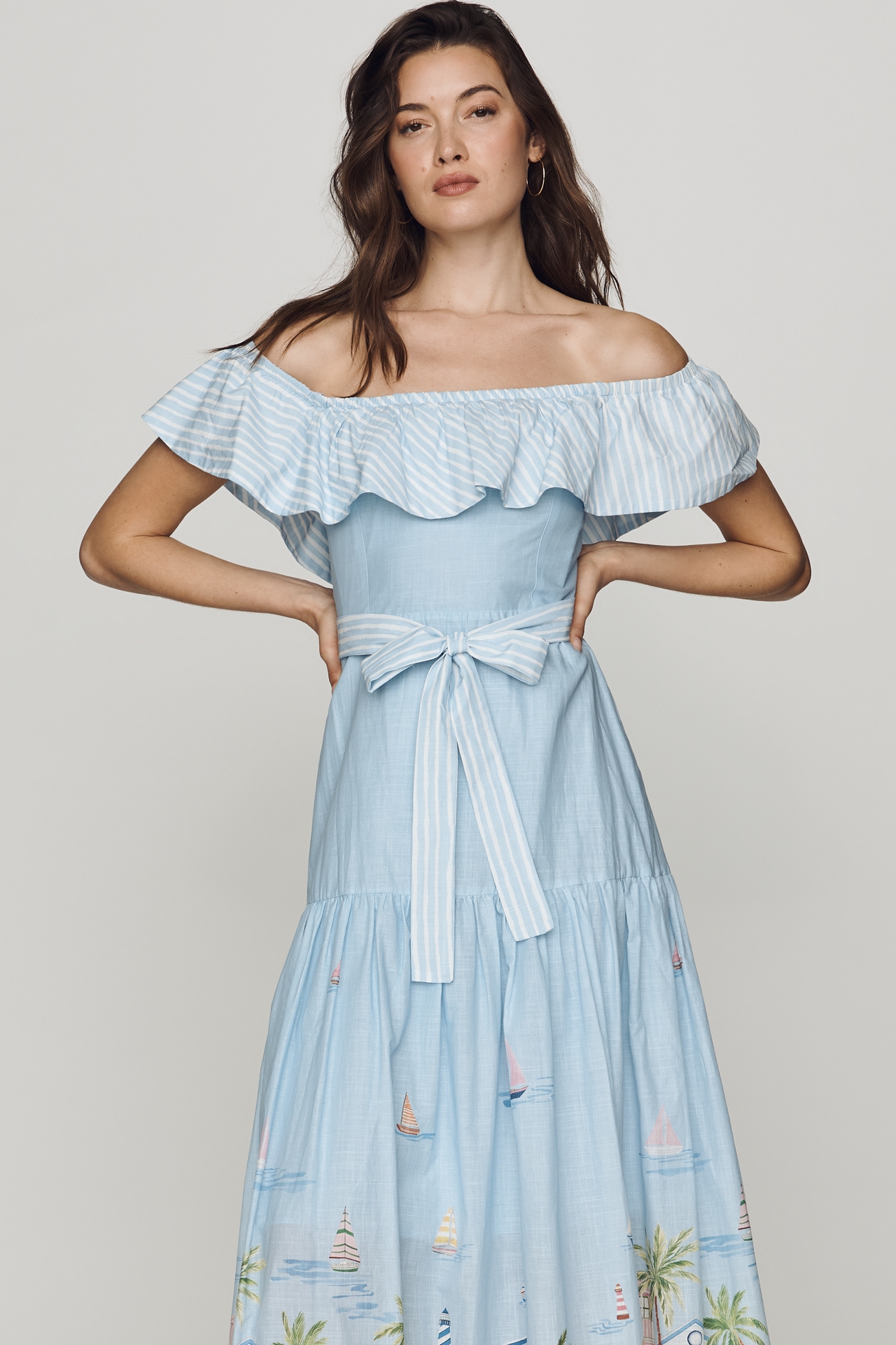 En Saison Dawn Cotton Off-Shoulder Midi Dress
