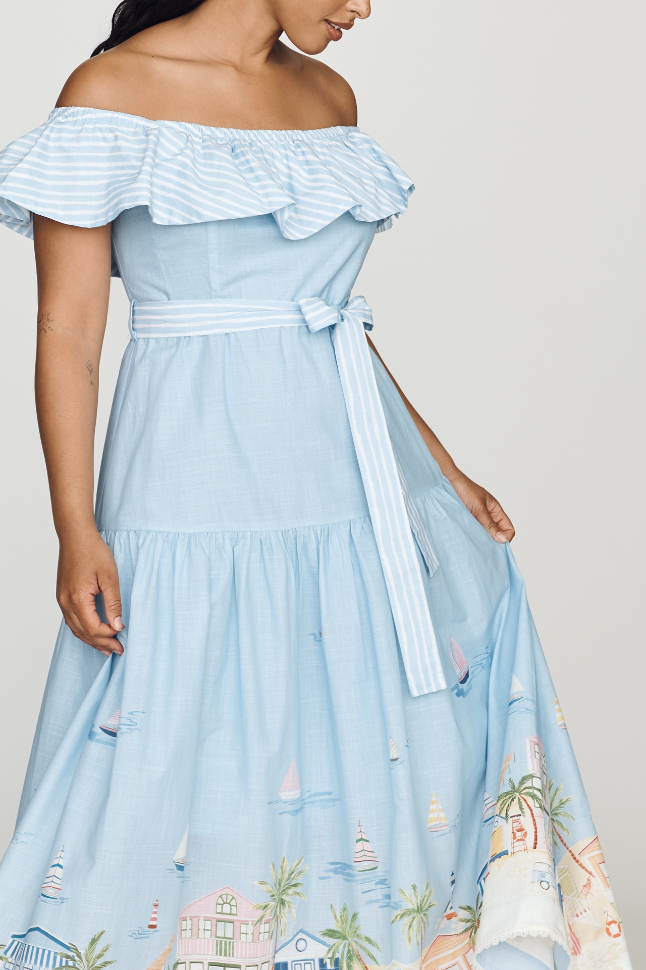 En Saison Dawn Cotton Off-Shoulder Midi Dress