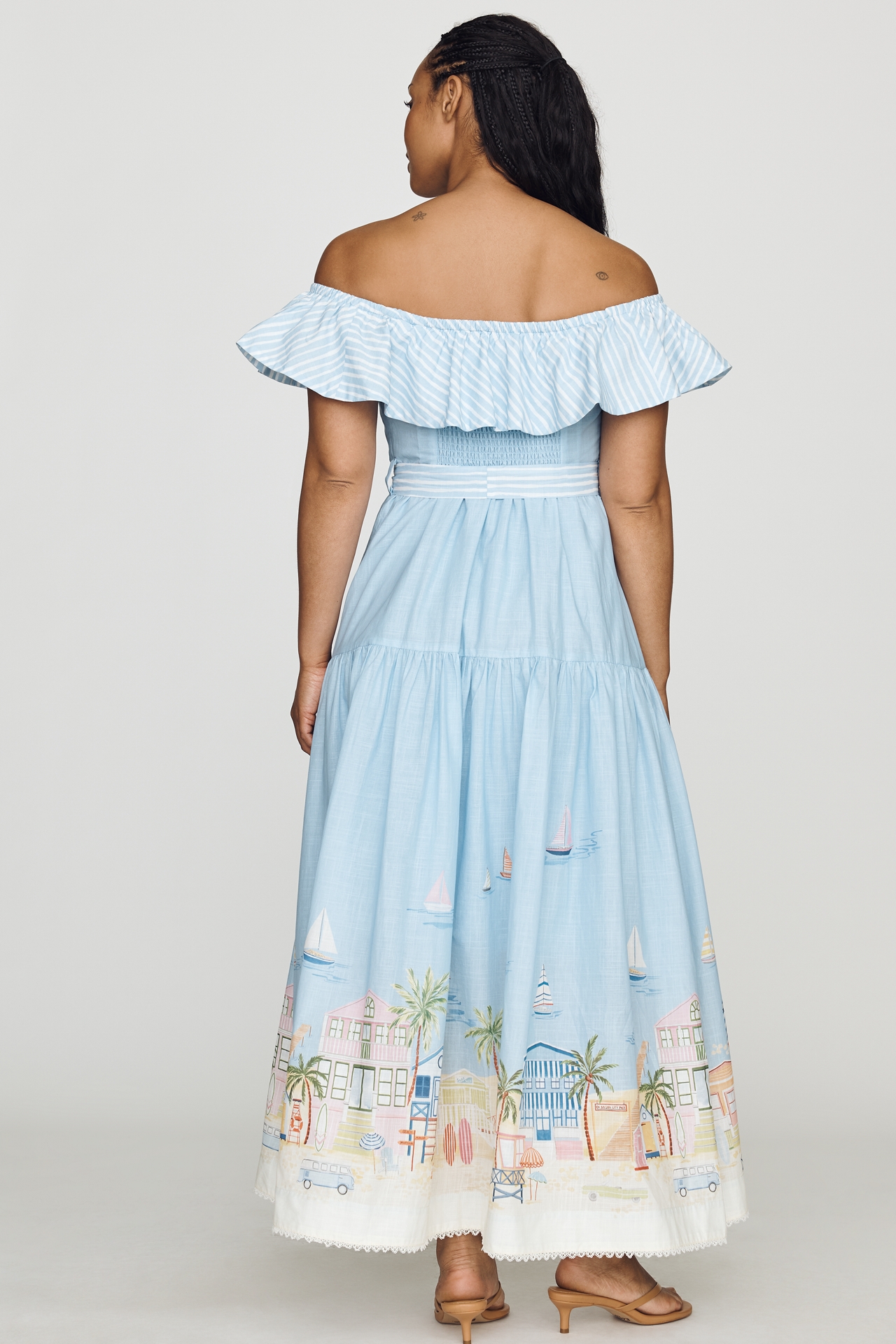 En Saison Dawn Cotton Off-Shoulder Midi Dress