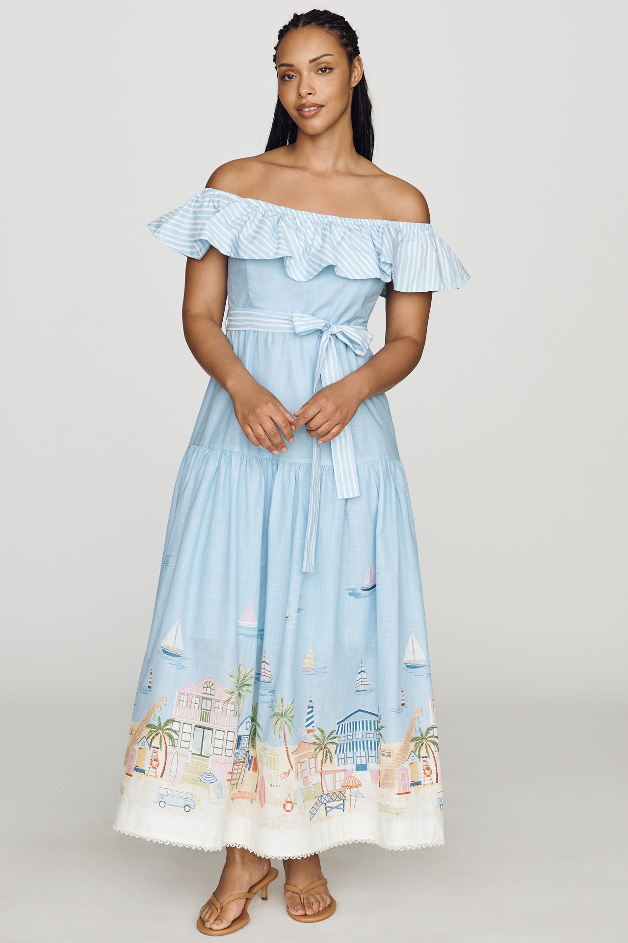 En Saison Dawn Cotton Off-Shoulder Midi Dress