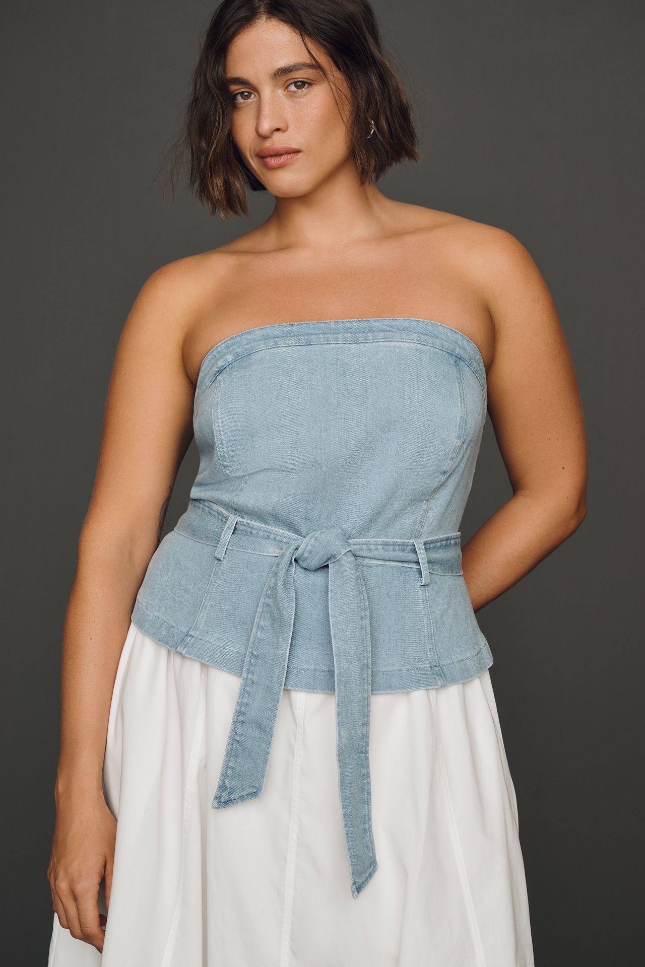 En Saison Harlow Plus Denim Midi Dress