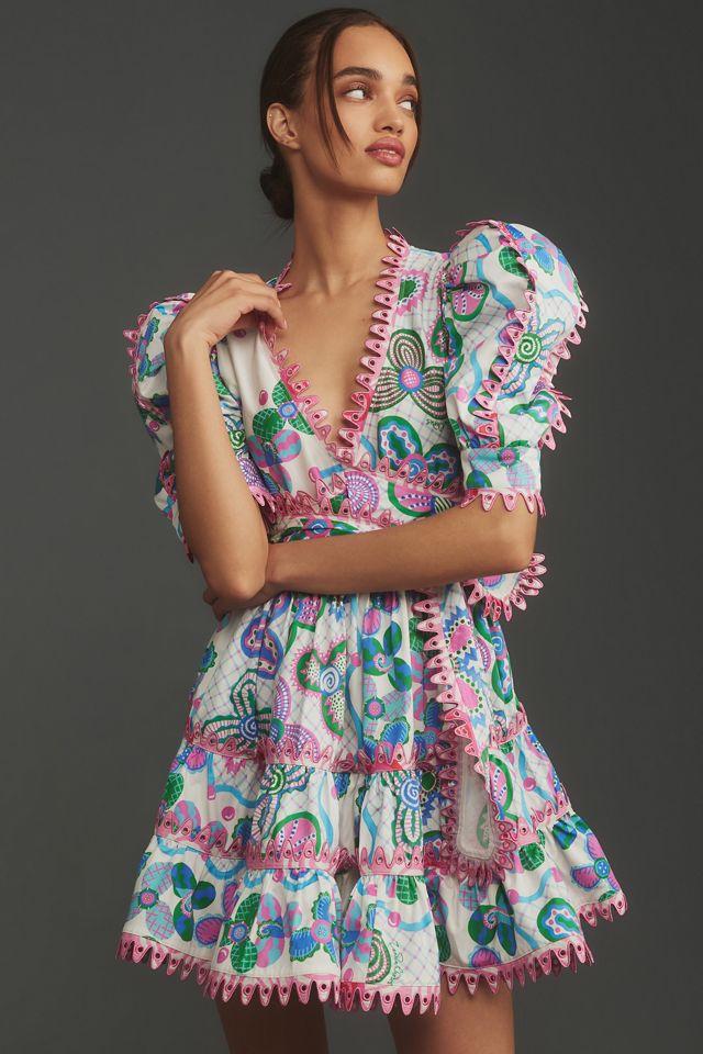 Celia B Hayley Puff-Sleeve V-Neck Mini Dress #2