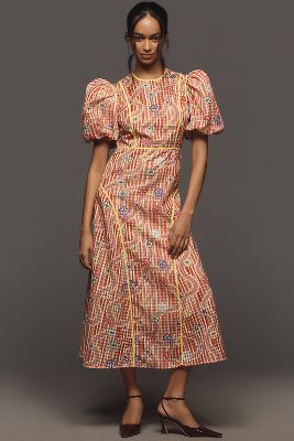 CELIAB NAMMU PUFF-SLEEVE MIDI DRESS 