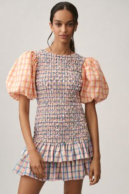 Celia B Roatán Puff-Sleeve Mini Dress