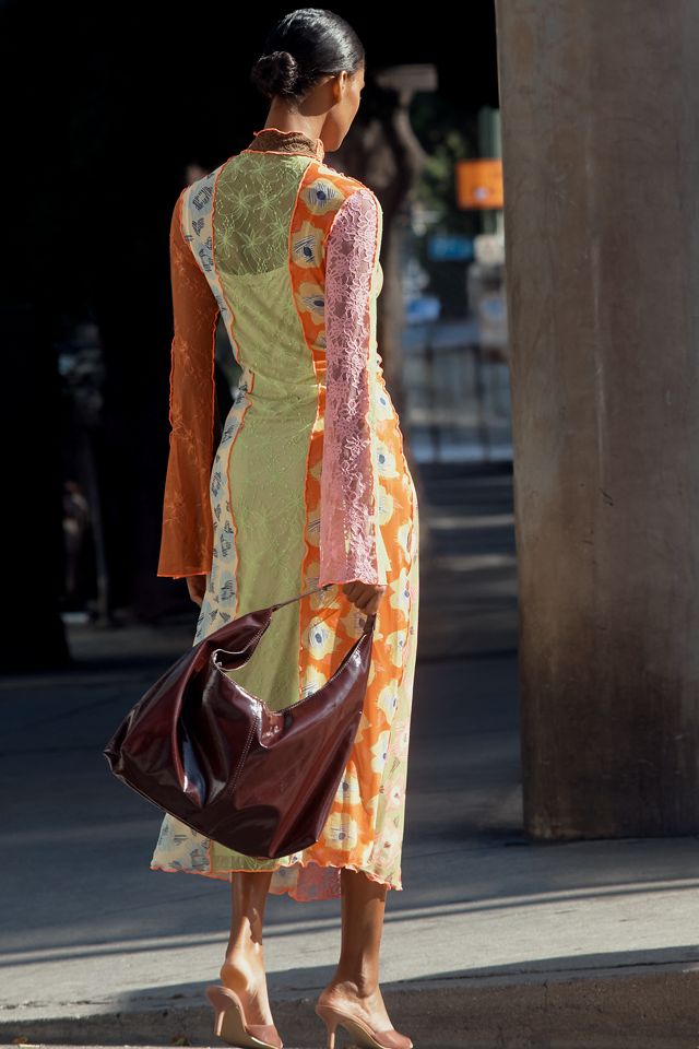 CeliaB Long-Sleeve Mesh Midi Dress #1