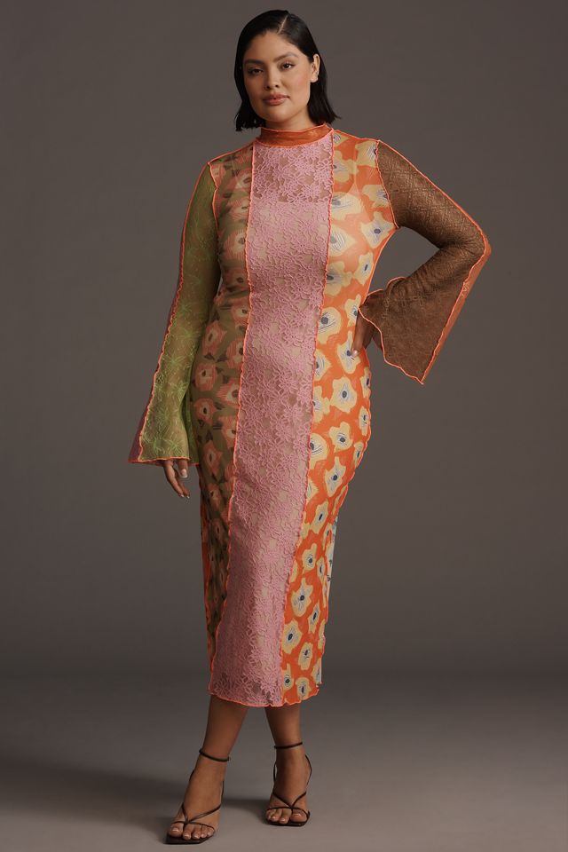 CeliaB Long-Sleeve Mesh Midi Dress #4